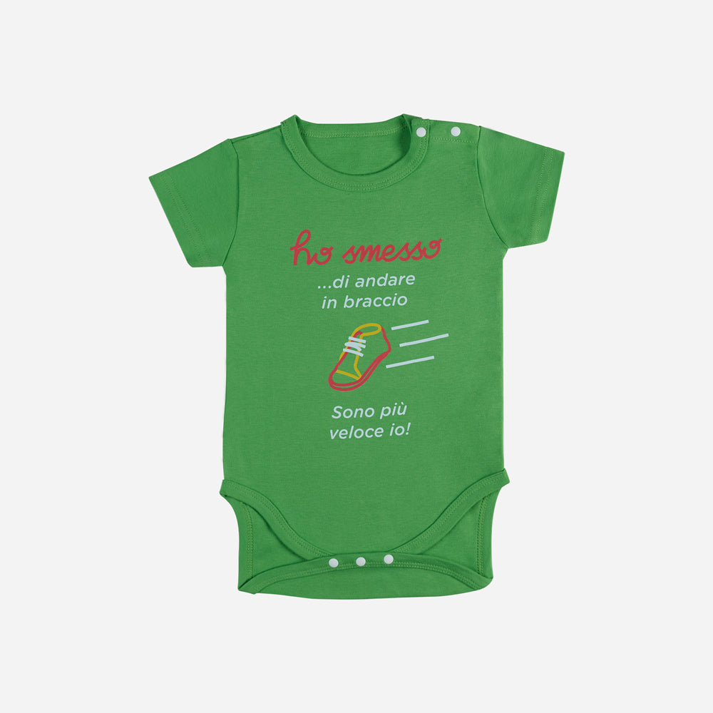 Pagliaccetto Neonato Verde “Sono più veloce”